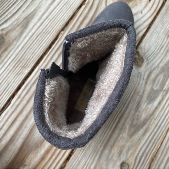 PATRIZIA BY SPRING STEP Fur Lined Faux Suede Grey Zip Up Aloly Bootie - Picture 6 of 9